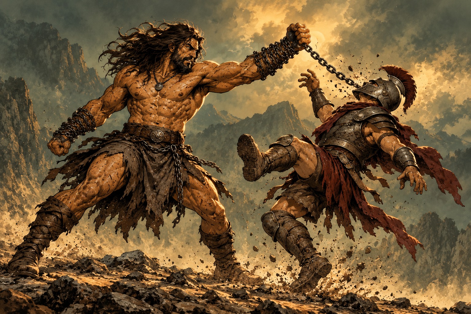 Attack one: a normal hit. Attack two: Batter Up sends the captain away from the wounded cleric.
